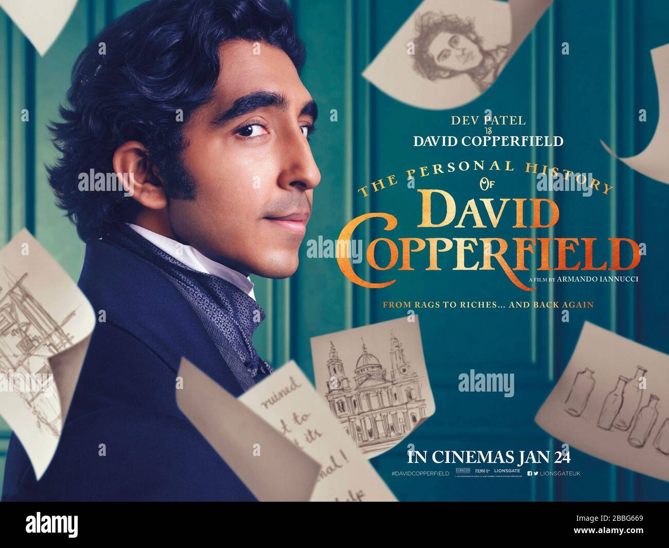 L'HISTOIRE PERSONNELLE DE DAVID COPPERFIELD, affiche de personnage britannique, Dev Patel comme David Copperfield, 2019. © Searchlight Photos / Gracieuseté Everett Collection Banque D'Images