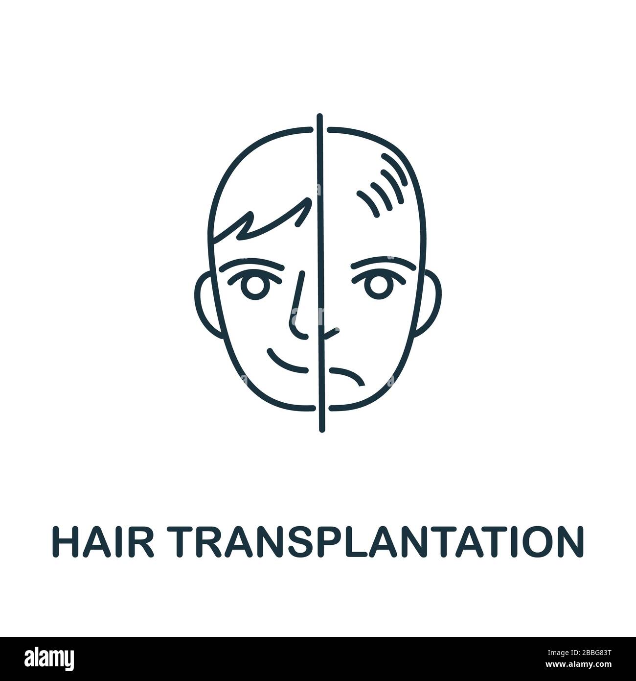 Icône de transplantation de cheveux de la collection de chirurgie plastique. Elément de ligne simple symbole de transplantation de cheveux pour les modèles, la conception de Web et les infographies Banque D'Images