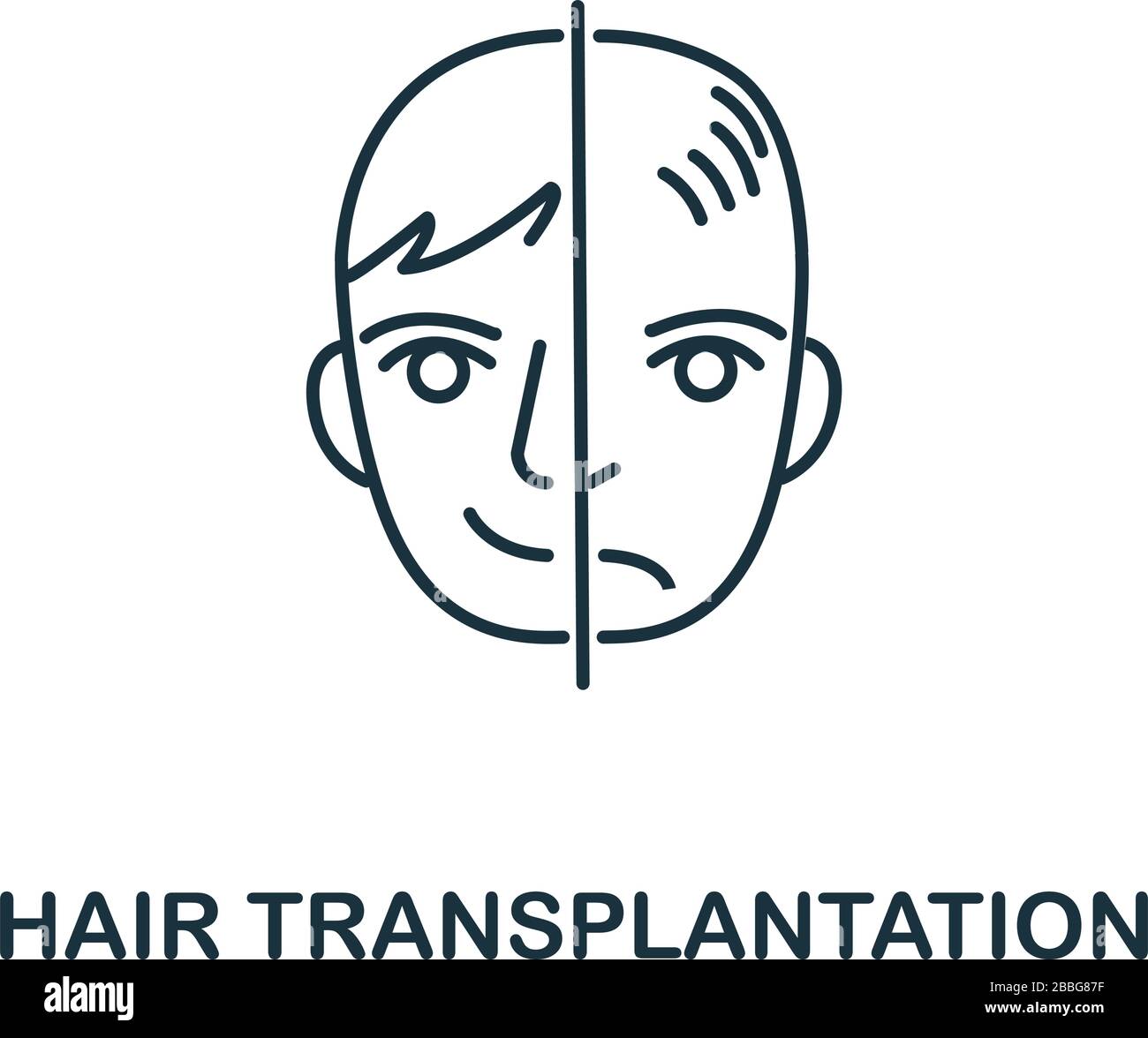 Icône de transplantation de cheveux de la collection de chirurgie plastique. Elément de ligne simple symbole de transplantation de cheveux pour les modèles, la conception de Web et les infographies Illustration de Vecteur