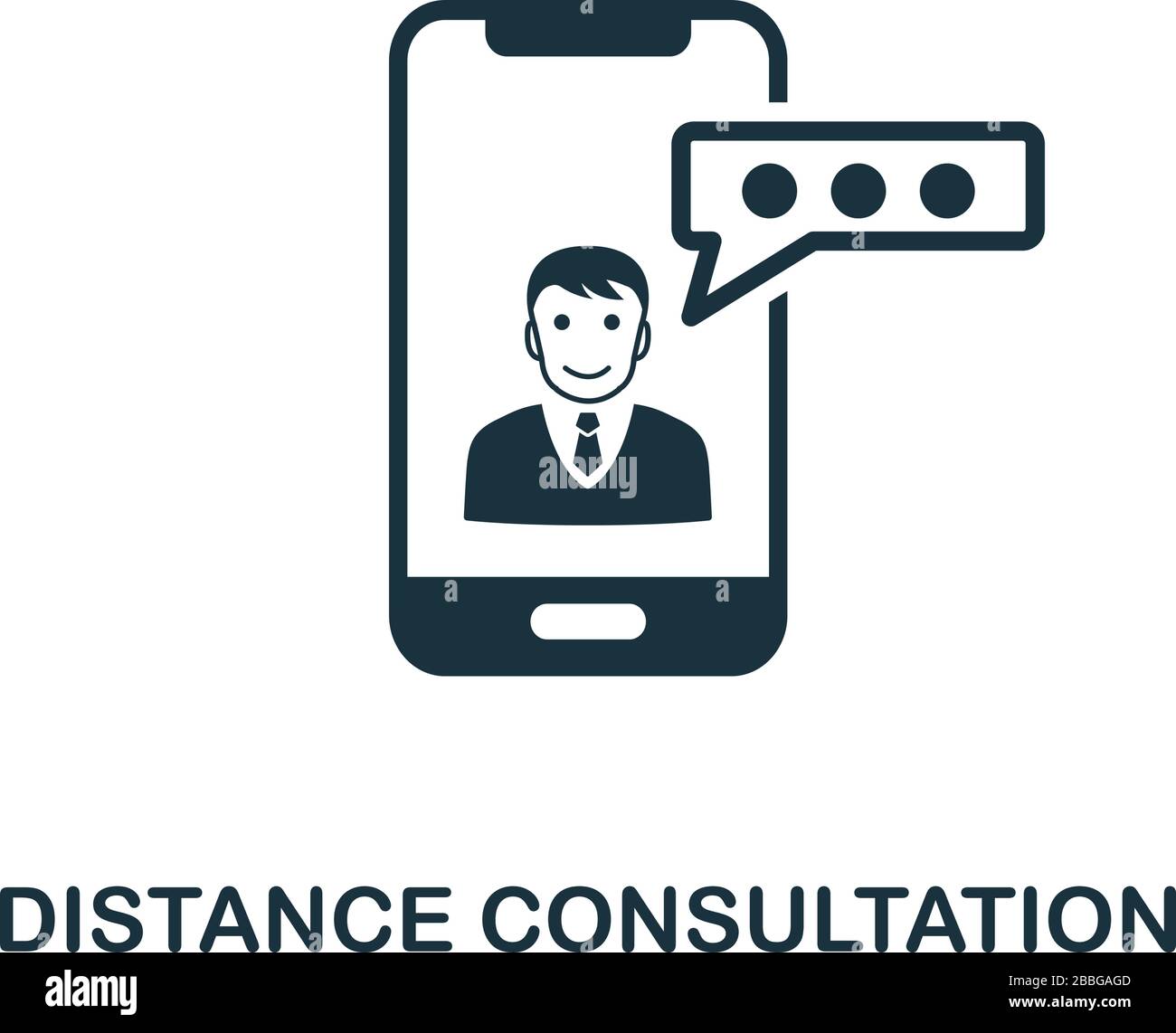 Icône consultation à distance. Élément simple de la collection de soins de santé numériques. Icône consultation à distance remplie pour les modèles, les infographies et bien plus encore Illustration de Vecteur