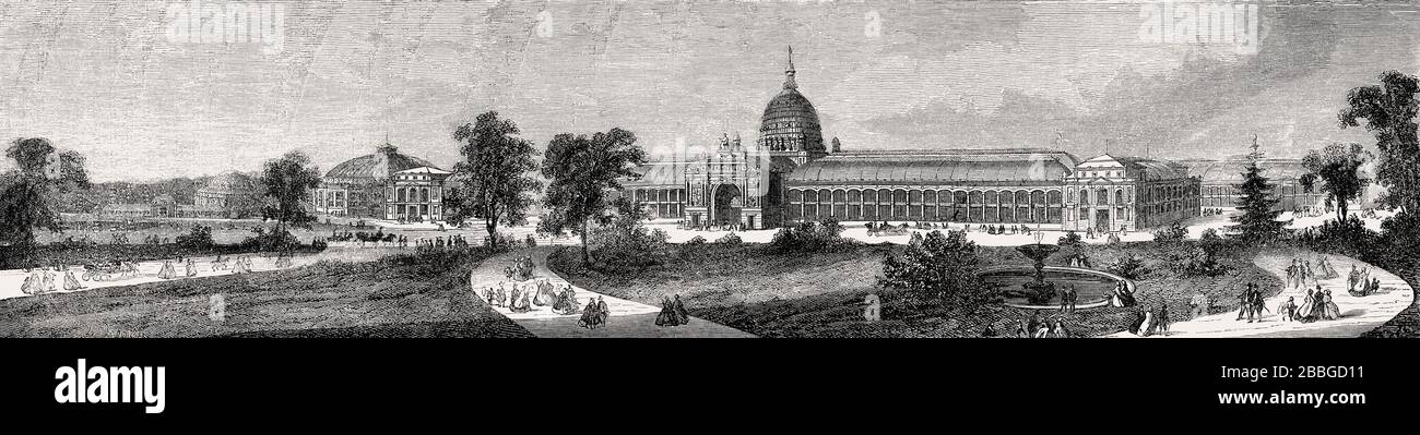 Le Palais de l'Industrie, une salle d'exposition érigée pour la Foire mondiale de Paris en 1855 Banque D'Images Le Palais de l'Industrie, une salle d'exposition érigée pour la Foire mondiale de Paris en 1855 Banque D'Images