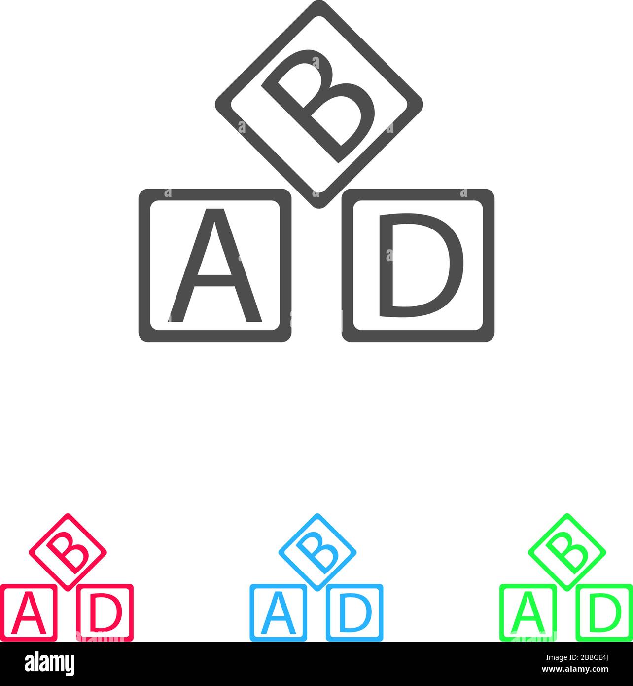 ABD cubes bloque l'icône de l'éducation des enfants à plat. Pictogramme de couleur sur fond blanc. Symbole d'illustration vectorielle et icônes bonus Illustration de Vecteur
