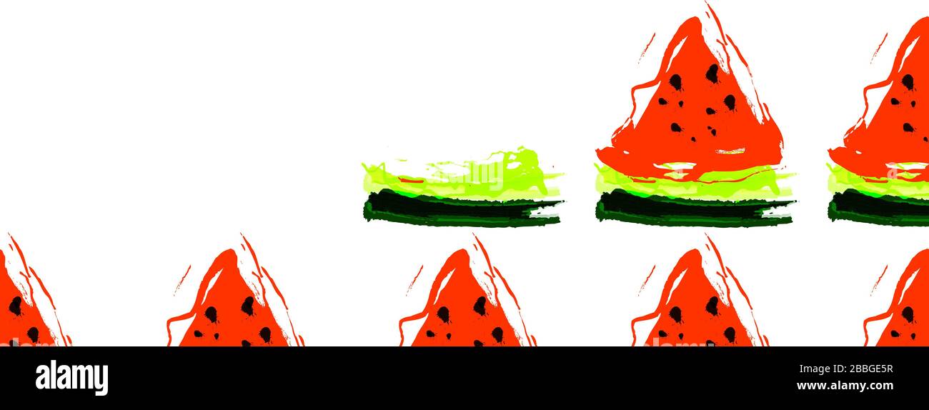 Motif sans couture avec tranches de pastèque sur fond blanc Illustration de Vecteur