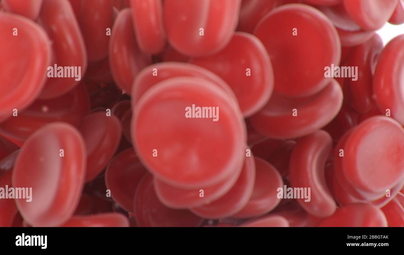 Caillots de globules rouges abstraits. Concept scientifique et médical. Transfert d'éléments importants dans le sang pour protéger le corps, illustration tridimensionnelle Banque D'Images