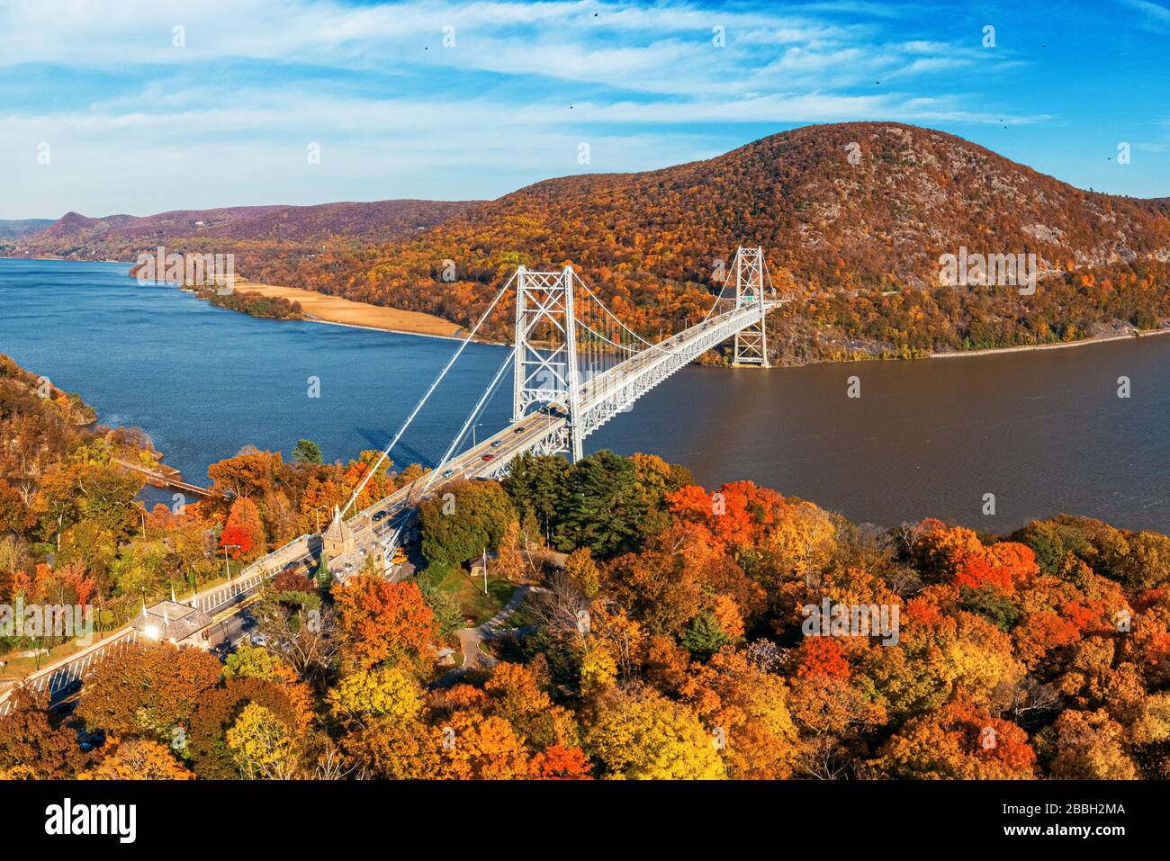 Beau feuillage en automne vue aérienne aux États-Unis Banque D'Images