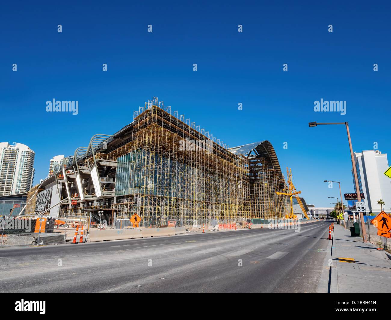 Las Vegas, 30 MARS 2020 - vue de l'après-midi sur le site de la construction du nouveau centre des congrès Banque D'Images