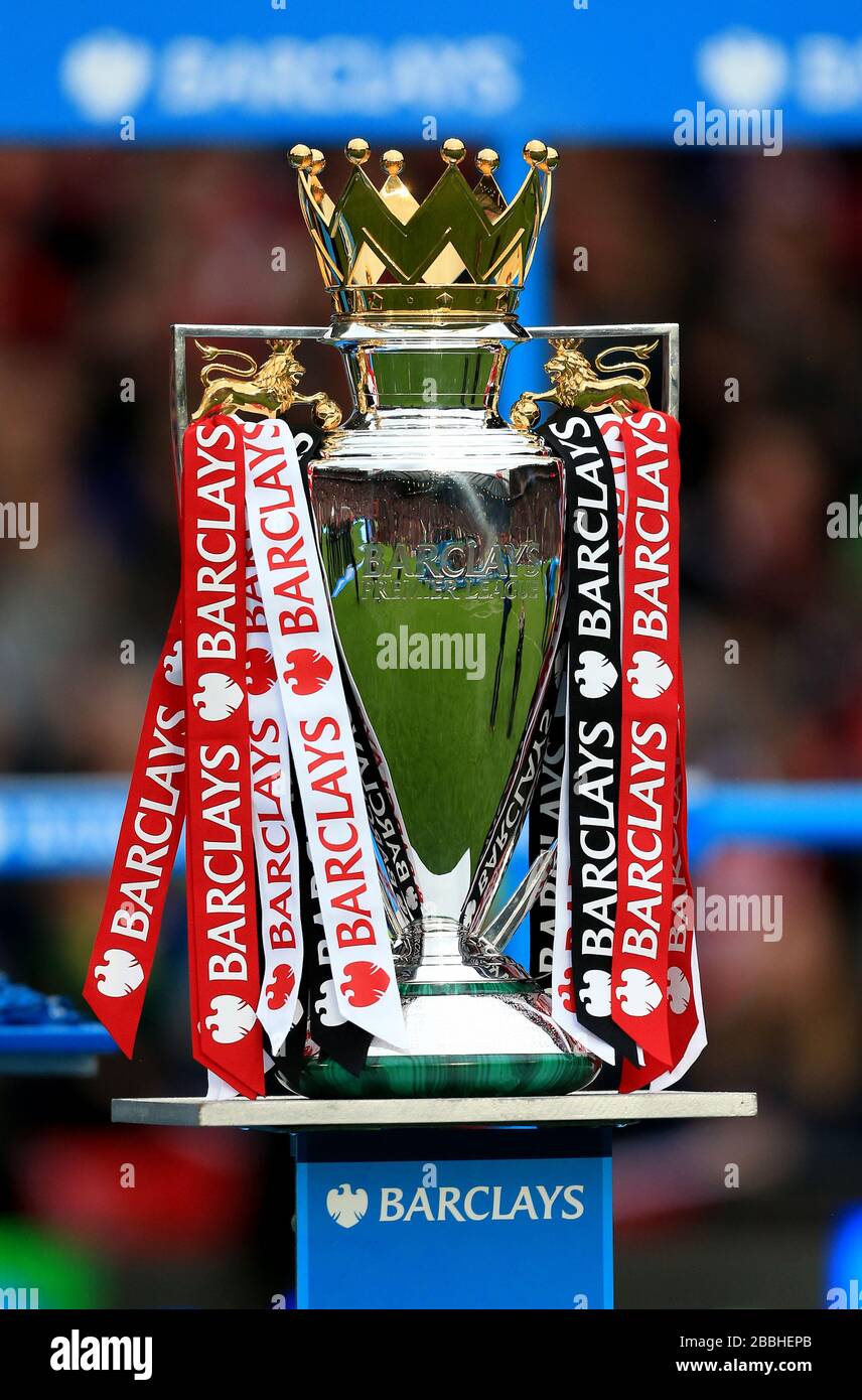 Trophée Barclays Premier League sur un stand à Old Trafford Banque D'Images