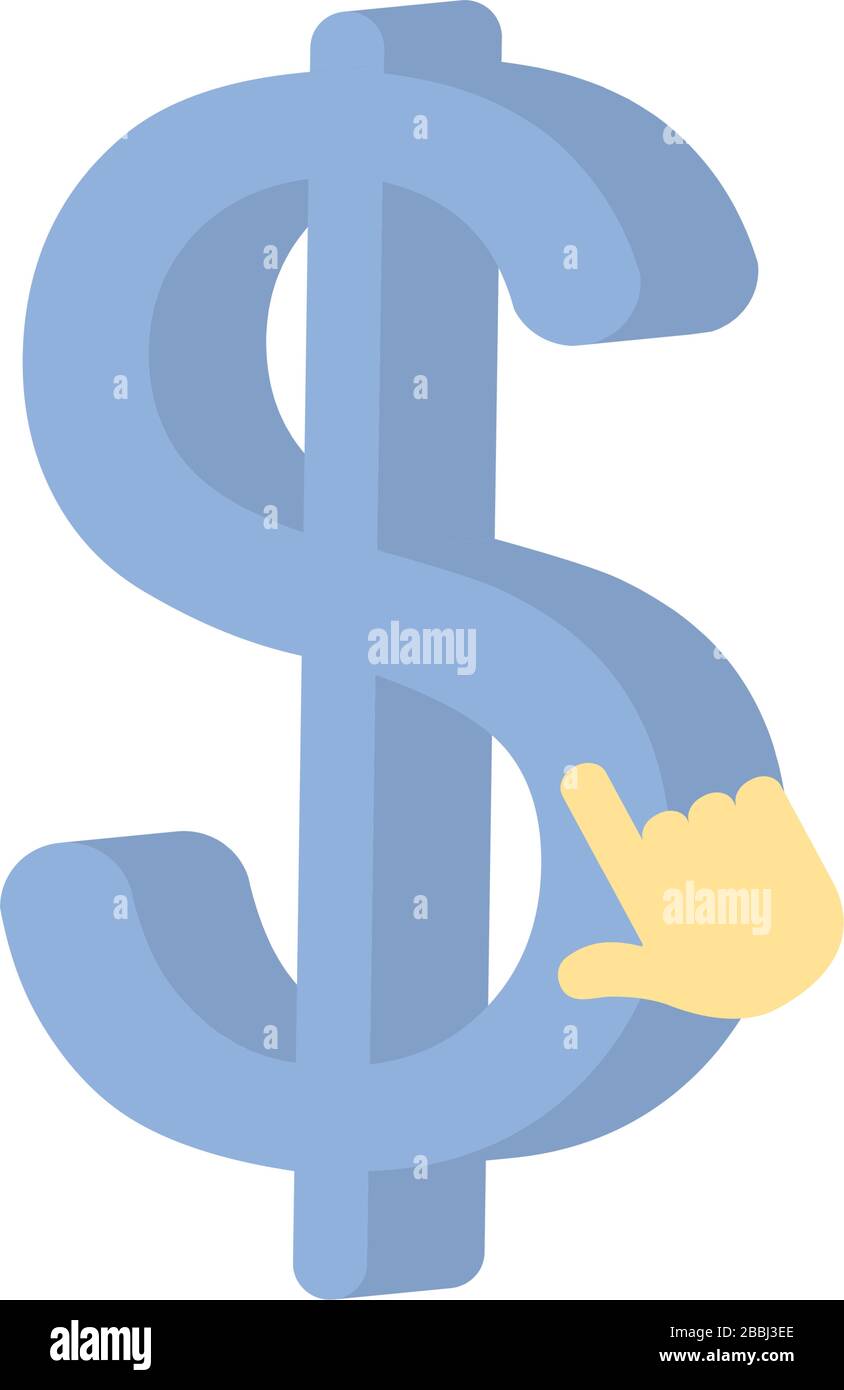 symbole argent et icône de curseur manuel sur fond blanc, style plat, illustration vectorielle Illustration de Vecteur