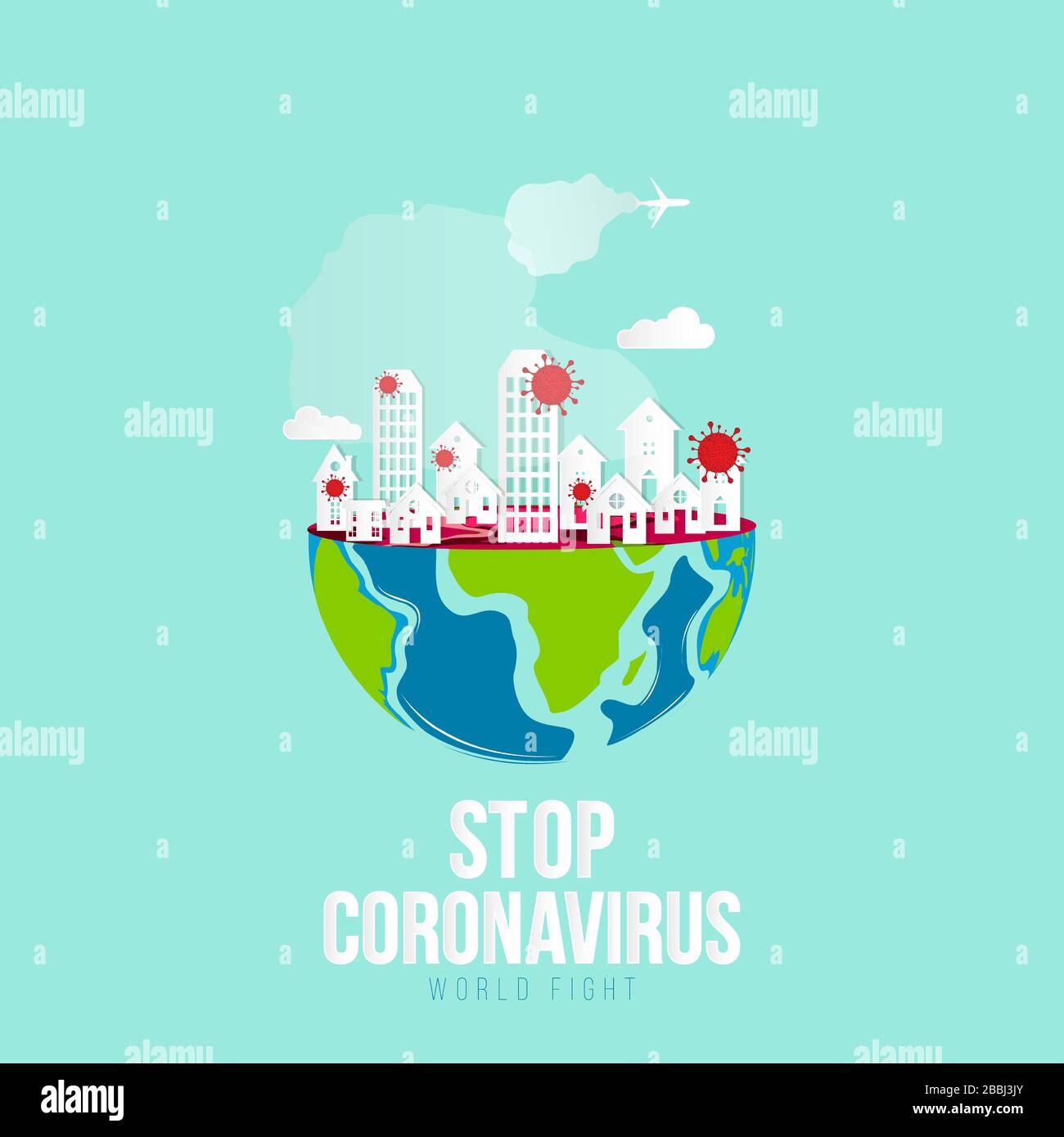 Concept Coronavirus. Empêcher ou arrêter la propagation du COVID-19 dans le monde entier. Coronavirus Covid-19 Illustration de Vecteur