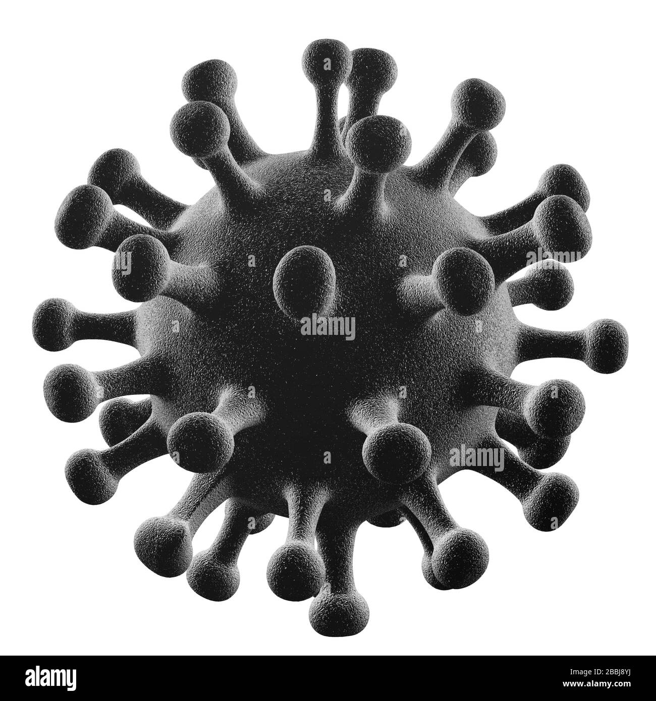 Vue au microscope électronique du COVID-19 SRAS, du coronavirus, du virus SRAS-COV 2019-nCoV - illustration du rendu tridimensionnel Banque D'Images