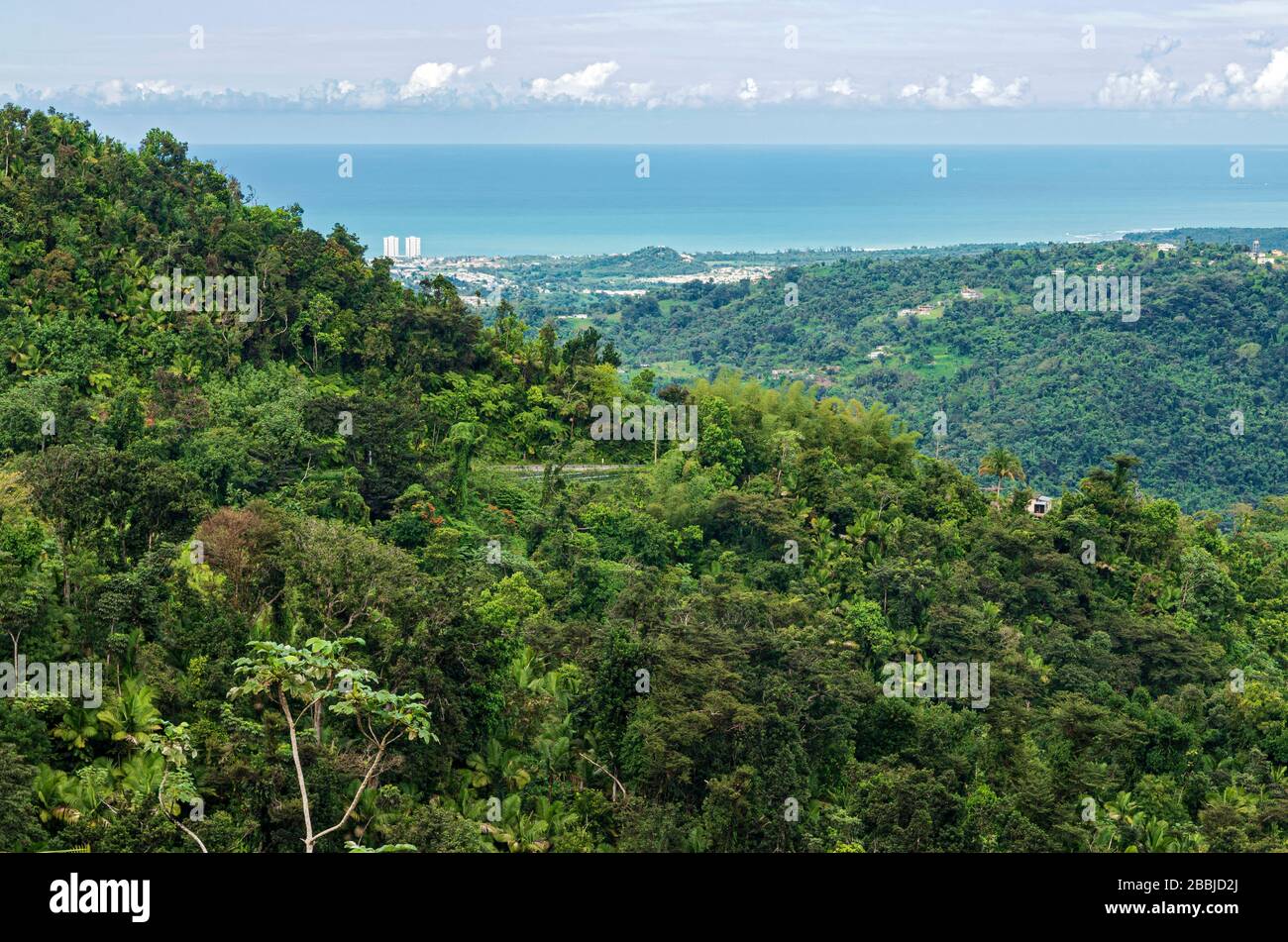 antenne de la côte de porto rico depuis les montagnes de luquillo à el yunque Banque D'Images