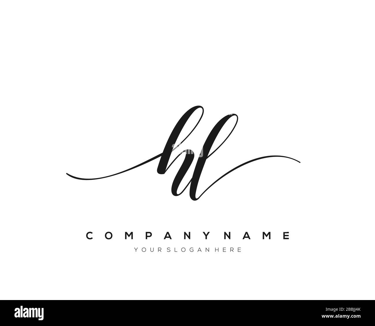 HL lettre initiale logo écriture manuscrite modèle vectoriel dessiné à la main, logo pour la beauté, les cosmétiques, le mariage, la mode et les affaires Illustration de Vecteur