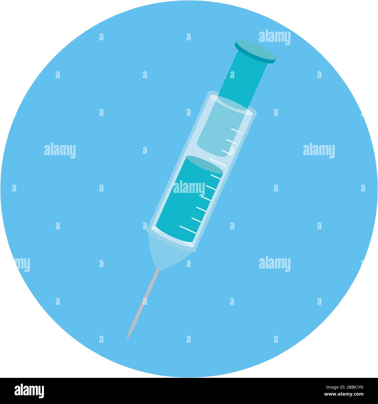 seringue d'injection dans l'icône circulaire isolée du cadre Illustration de Vecteur