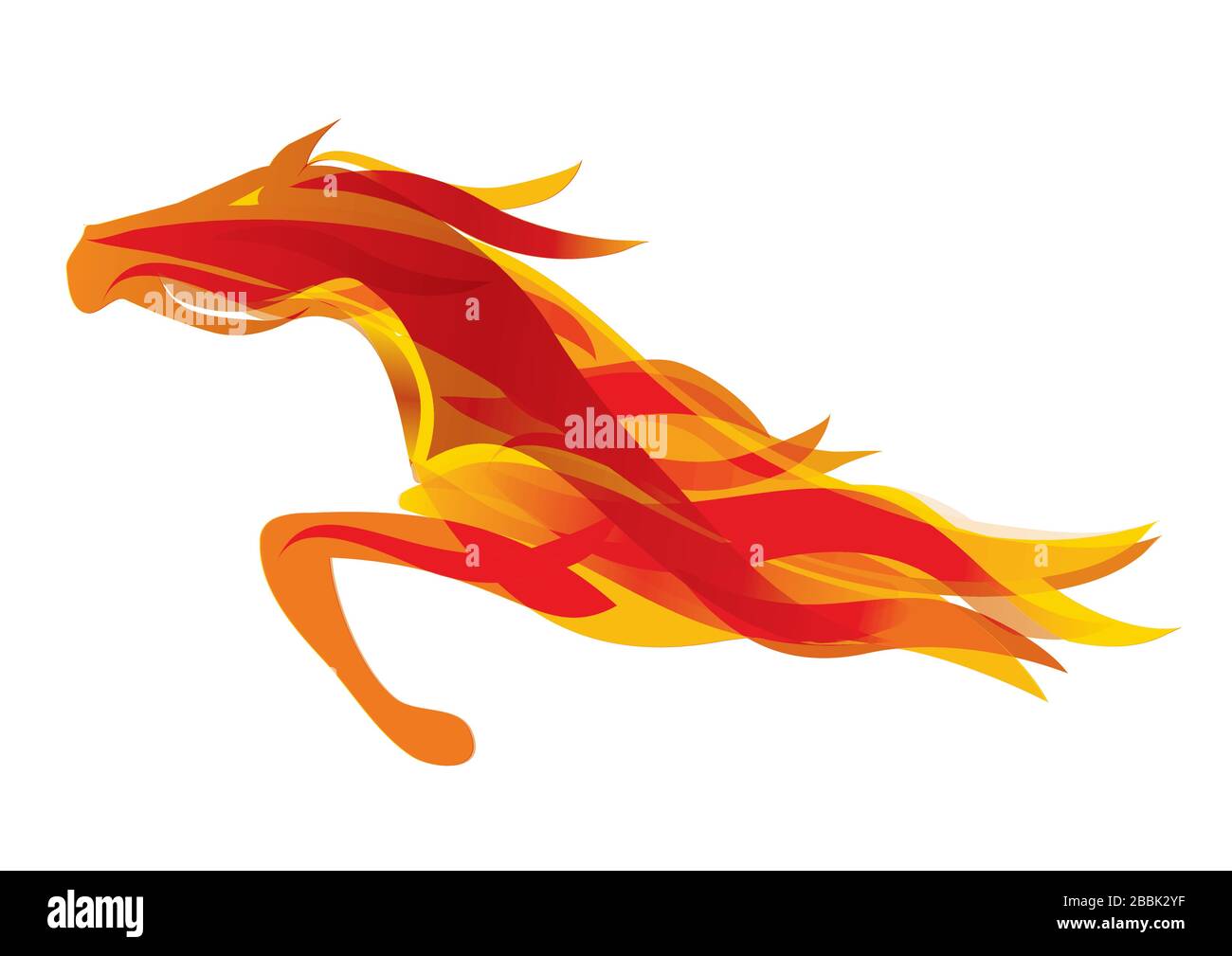 Course à pied à cheval de feu. Illustration stylisée colorée du cheval orange. Vecteur disponible. Illustration de Vecteur