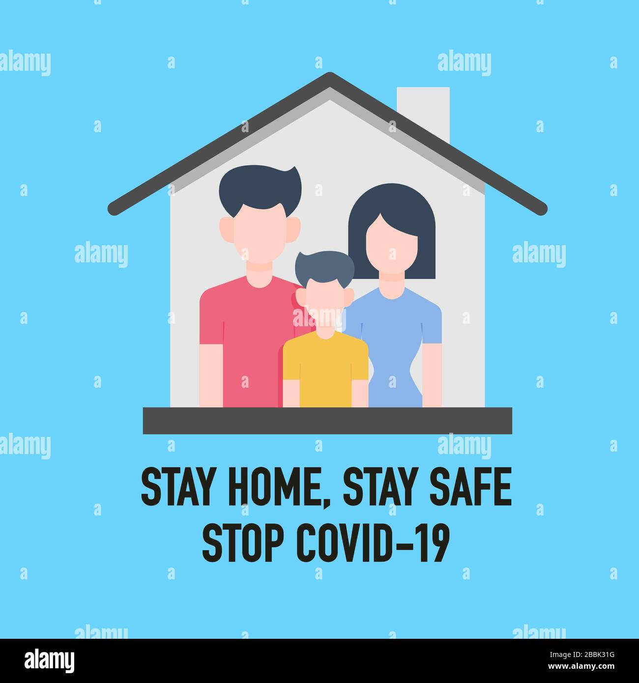 Restez à la maison, restez en sécurité, Save Lives signalisation concept de conception vectorielle. Arrêtez le Coronavirus Novel Coronavirus (2019-nCoV), protégez-vous et aidez avant Illustration de Vecteur