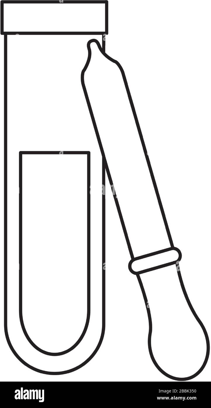 test du tube avec icône de compte-gouttes isolée Illustration de Vecteur