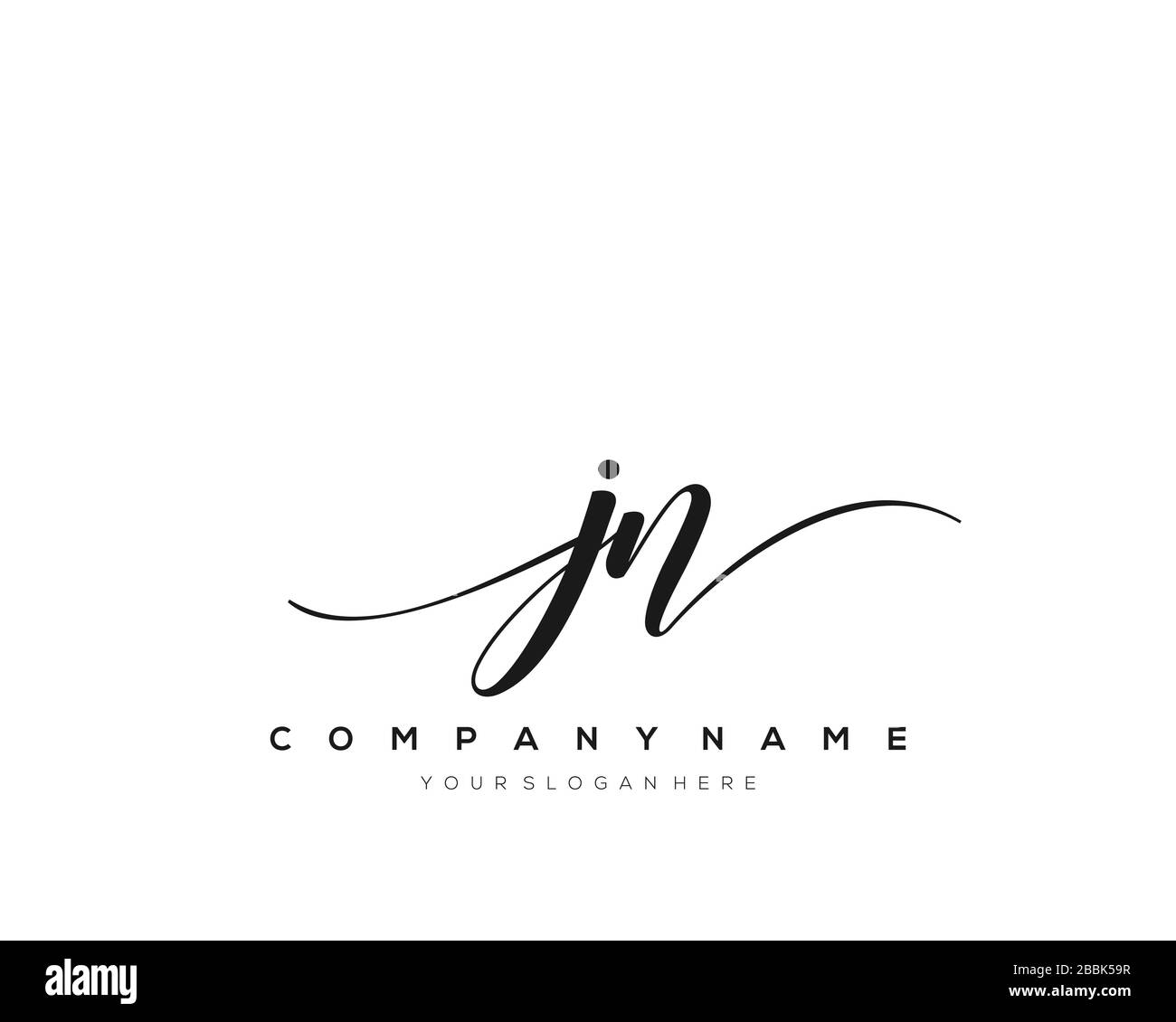 JN lettre initiale écriture logo dessiné à la main modèle vectoriel, logo pour la beauté, cosmétiques, mariage, mode et affaires Illustration de Vecteur