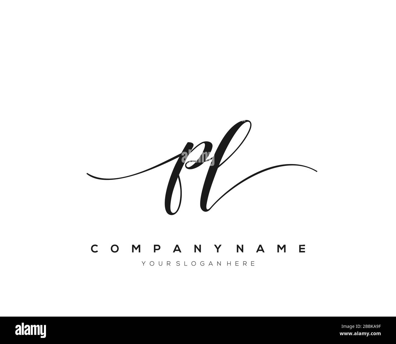 PL lettre initiale logo écriture manuscrite modèle vectoriel dessiné à la main, logo pour la beauté, les cosmétiques, le mariage, la mode et les affaires Illustration de Vecteur