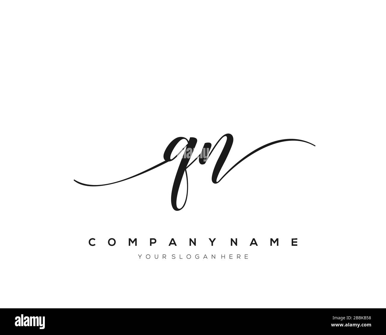 QN lettre initiale écriture logo dessiné à la main modèle vectoriel, logo pour la beauté, cosmétiques, mariage, mode et affaires Illustration de Vecteur