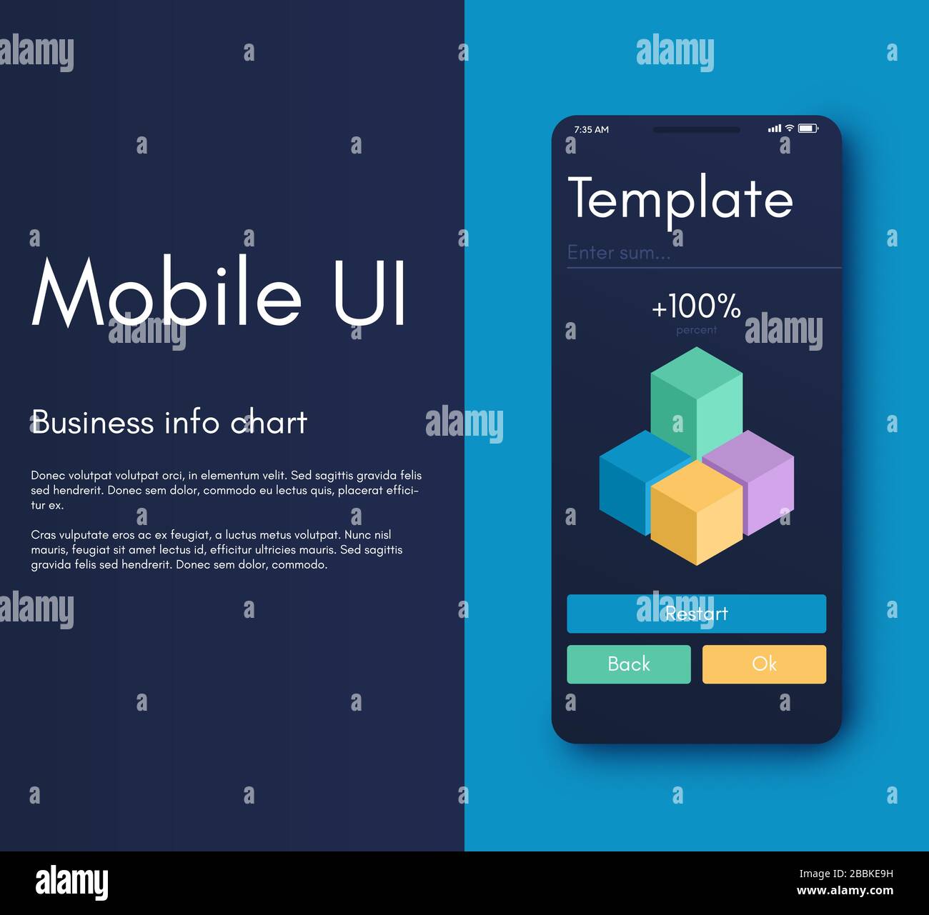 Interface infographie des applications mobiles. Conception de l'interface utilisateur, illustration vectorielle. Infographies pour les applications Web et mobiles Illustration de Vecteur