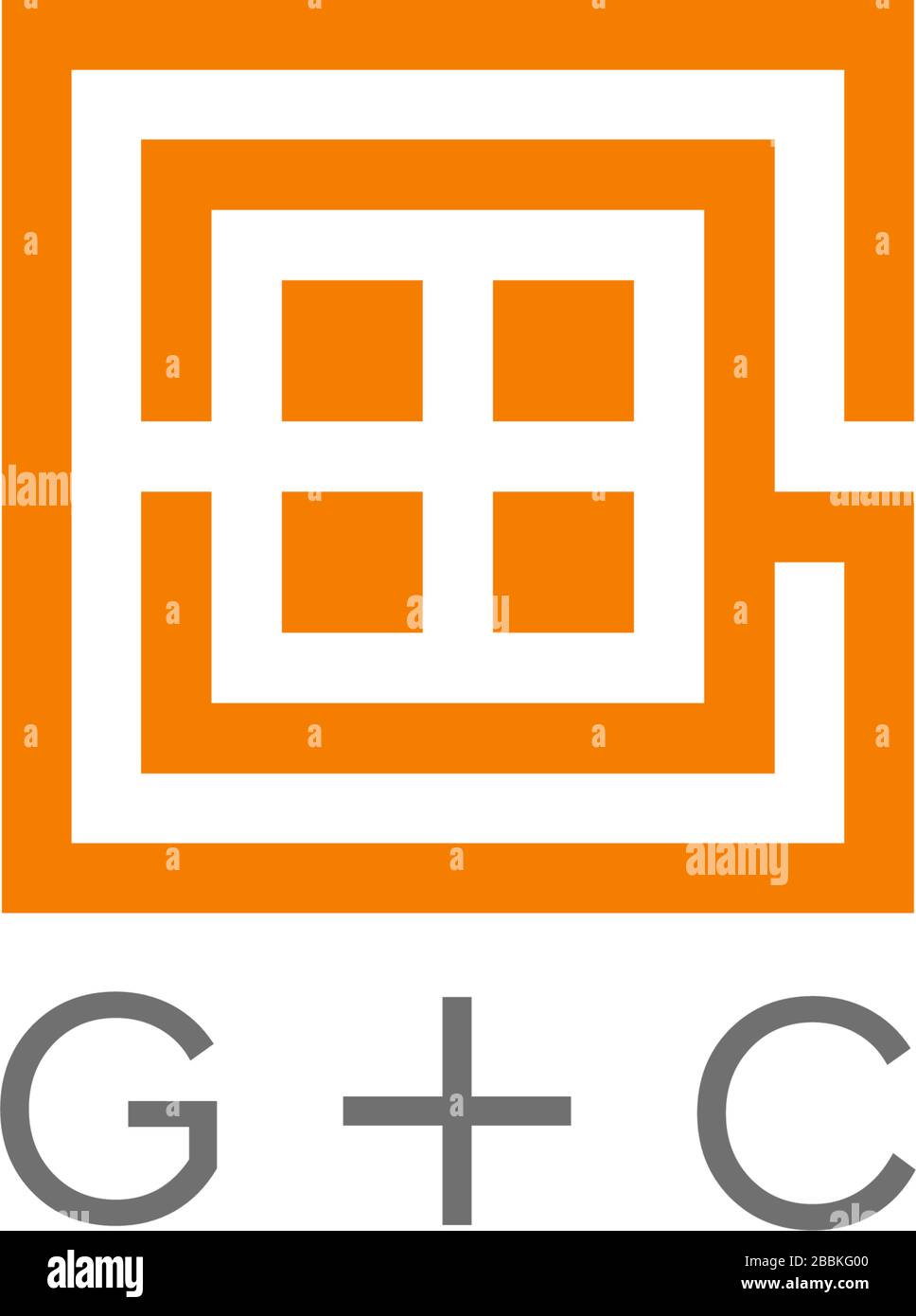 lettre abstraite gc carré fenêtre géométrique logo vecteur Illustration de Vecteur