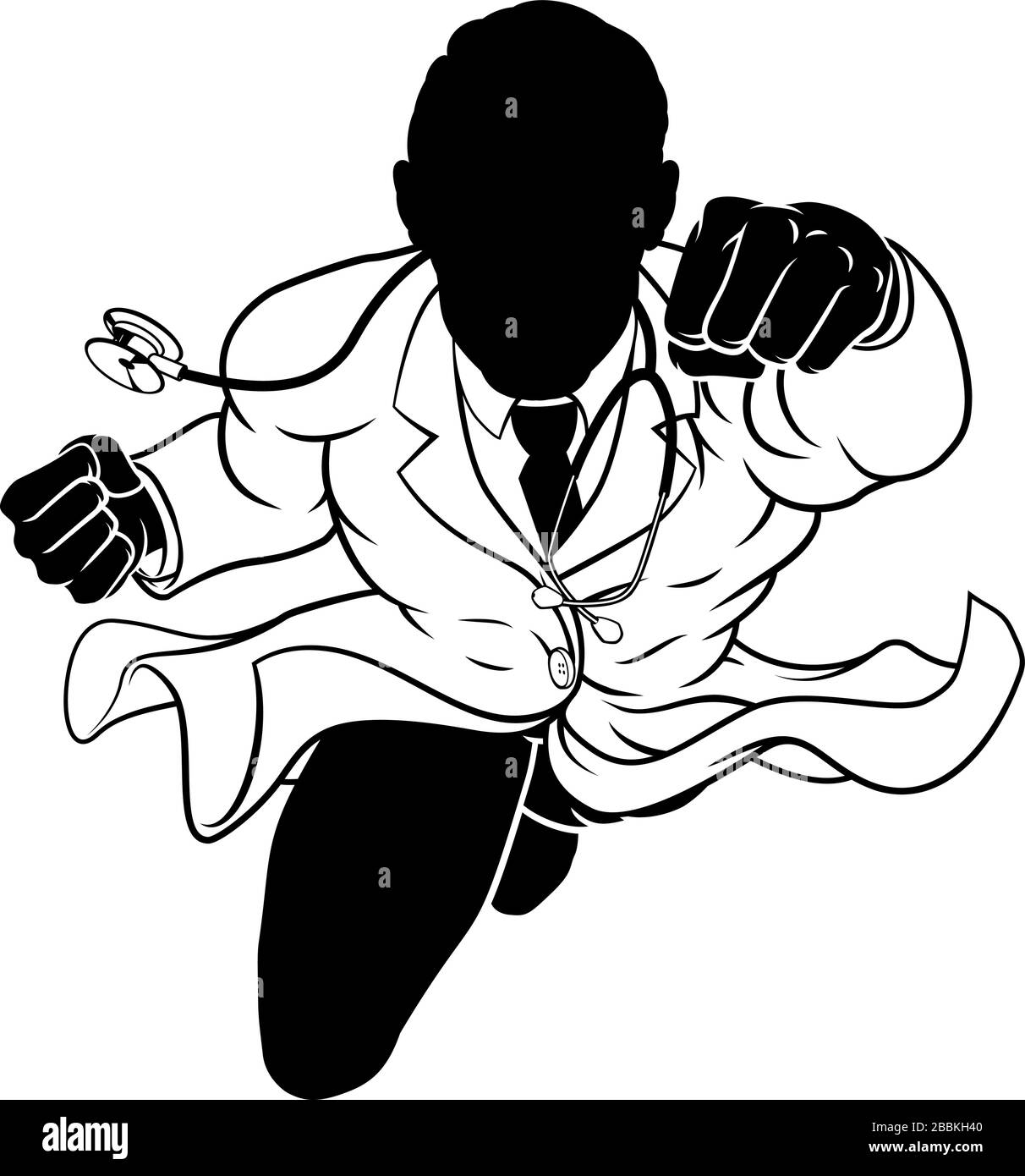 Concept médical Silhouette Super Hero médecin Illustration de Vecteur