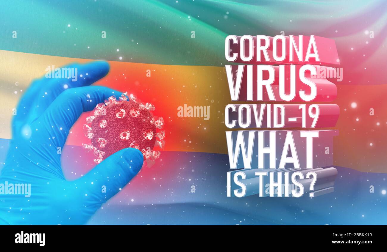Coronavirus COVID-19, Foire aux questions - quel est le texte, concept médical avec drapeau du Gabon. Illustration en cas de pandémie. Banque D'Images