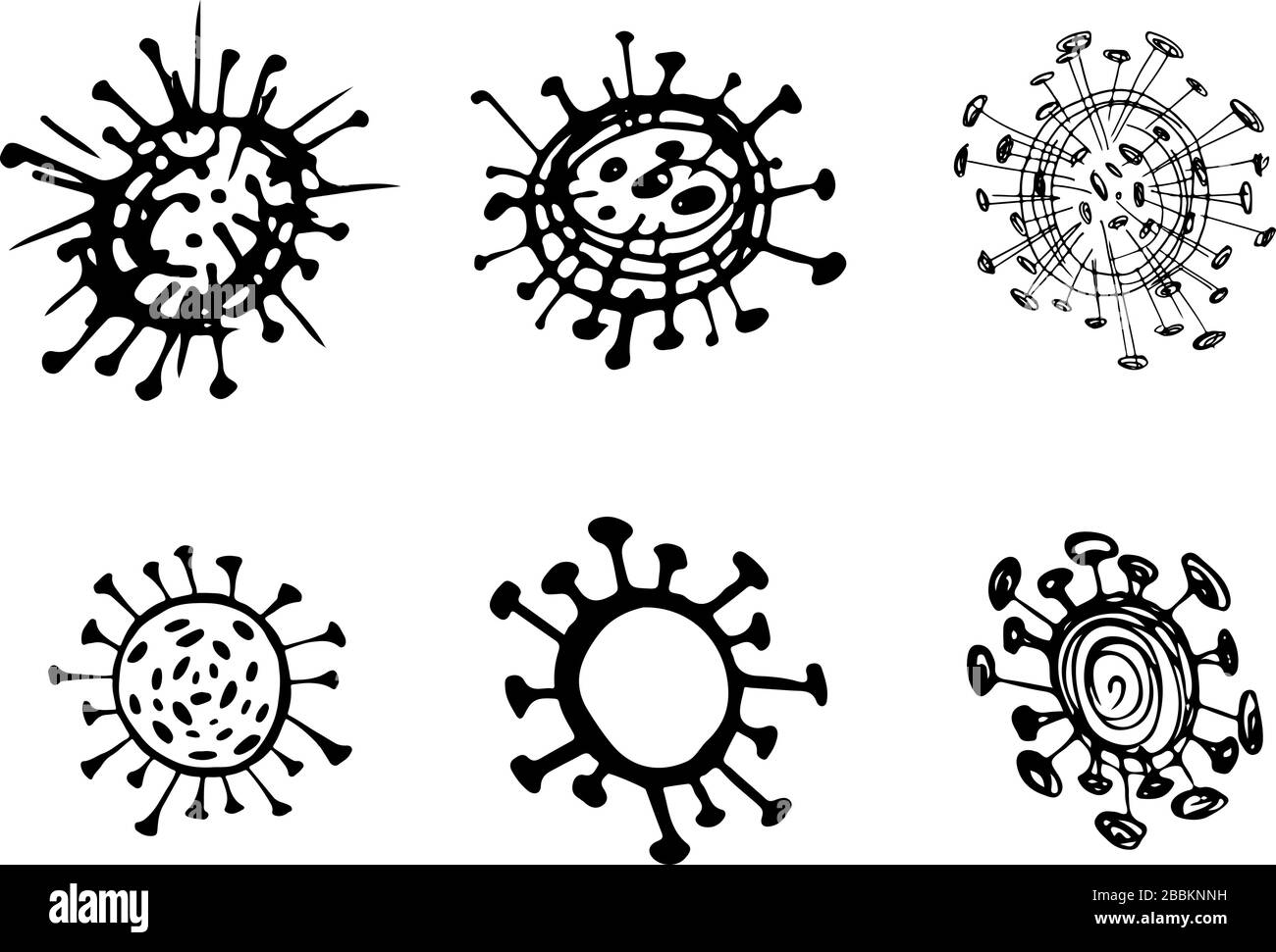 Ensemble de contours d'icônes de ligne vectorielle associées aux bactéries. Infection par le coronavirus. Dessin de ligne. Collection d'icônes médicales. COVID-19. 2019 Novel Coronavirus 2019 Illustration de Vecteur