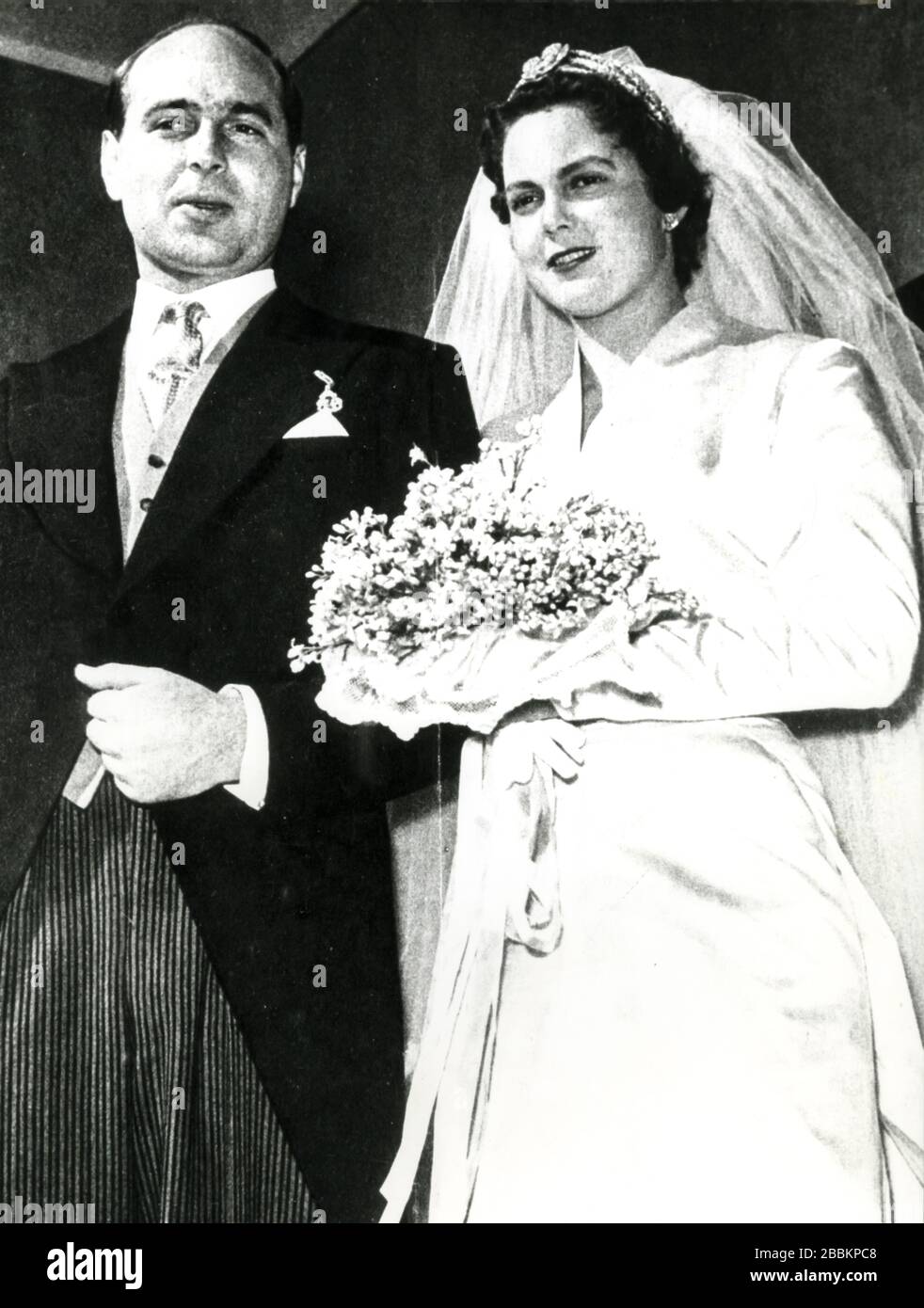 maria pia de savoie et alessandro de Yougoslavie, mariage, cascais, 1955 Banque D'Images