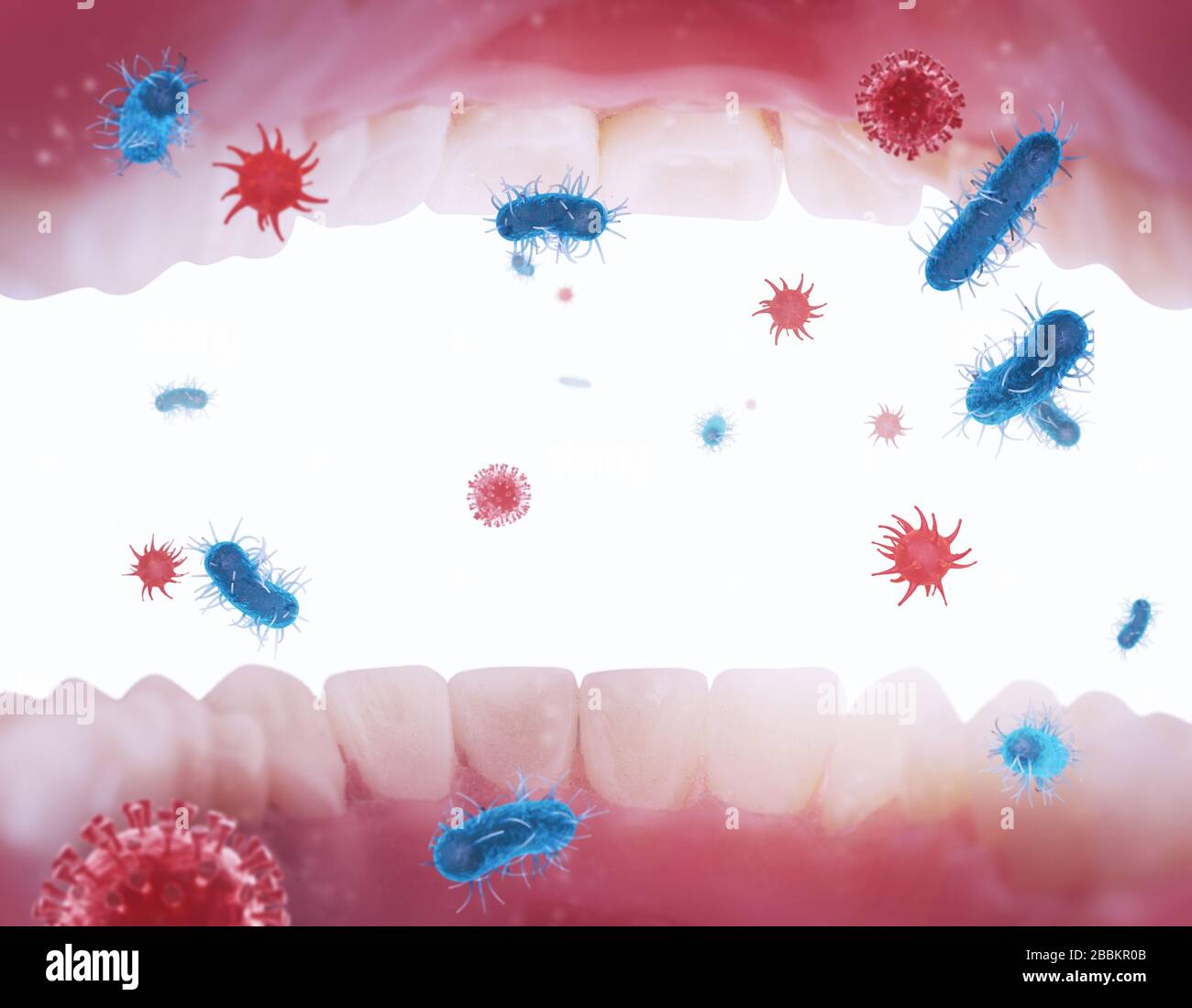 Concept d'infection virale par des virus et des bactéries qui infectent les personnes par les voies respiratoires Banque D'Images