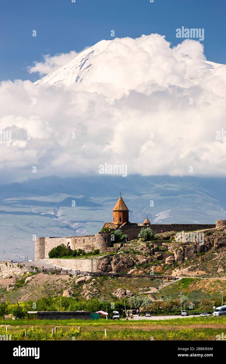 Monastère de Khor Virap et Mont Ararat (Turquie), complexe de monastère arménien, province d'Ararat, Arménie, Caucase, Asie Banque D'Images