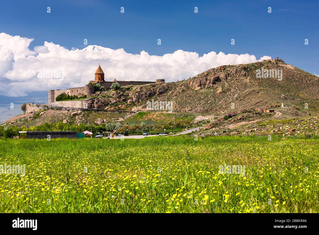 Monastère de Khor Virap et Mont Ararat (Turquie), complexe de monastère arménien, province d'Ararat, Arménie, Caucase, Asie Banque D'Images