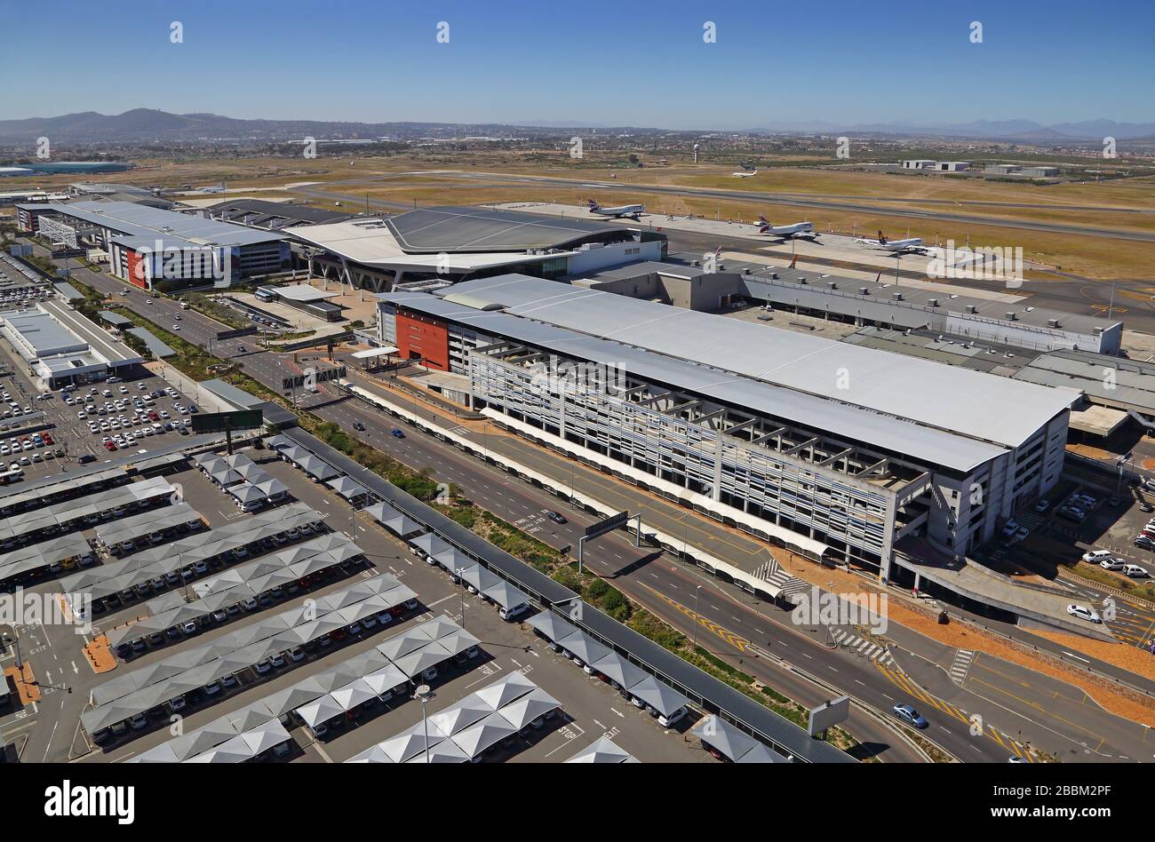 Photo aérienne de l'aéroport international du Cap Banque D'Images