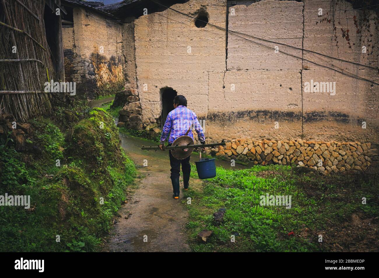 Paysage de campagne du village traditionnel et historique de la Chine Banque D'Images