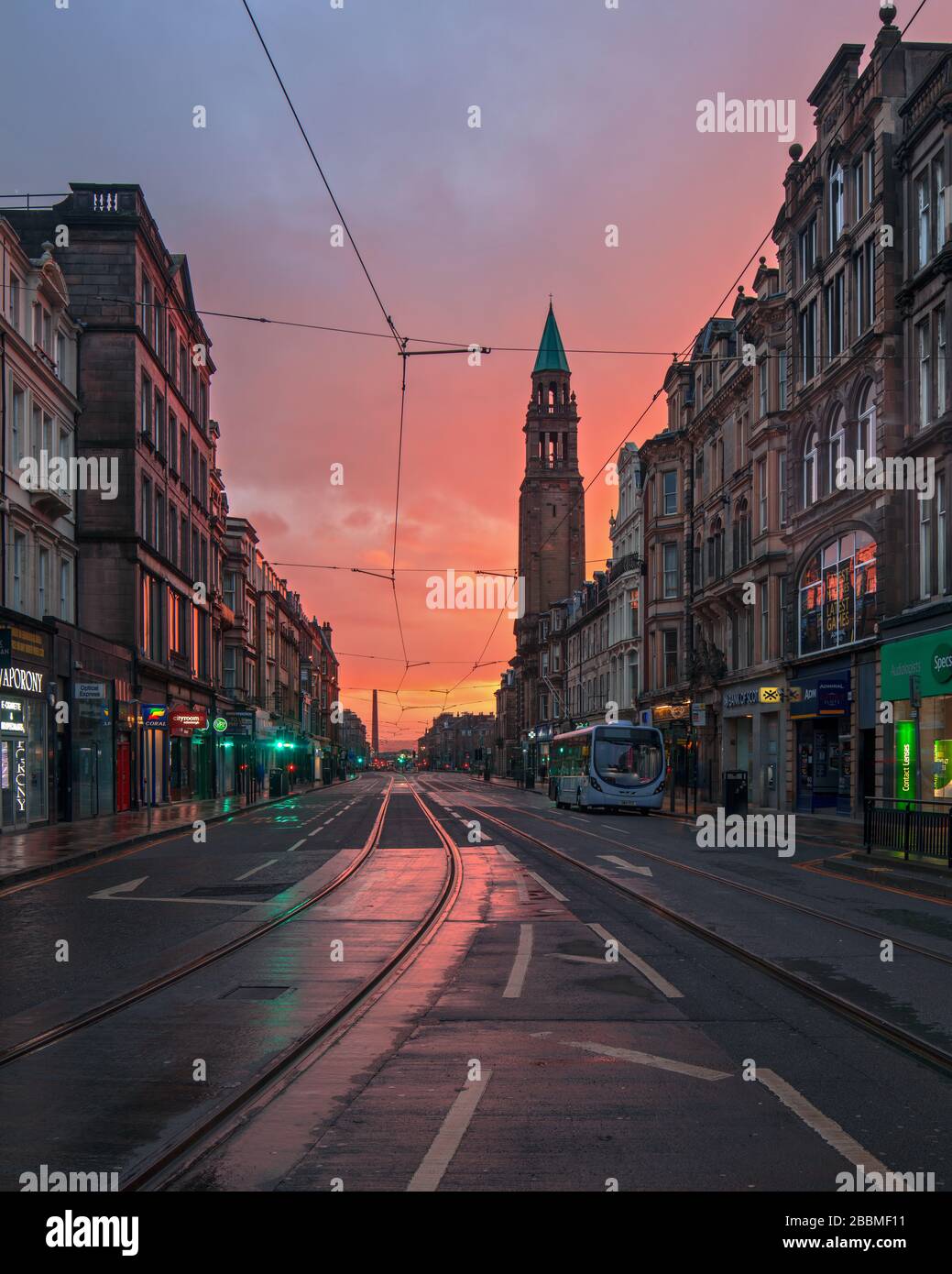 Scène dans la capitale écossaise d'Edimbourg - rues vides pendant l'épidémie de Covid-19. Banque D'Images