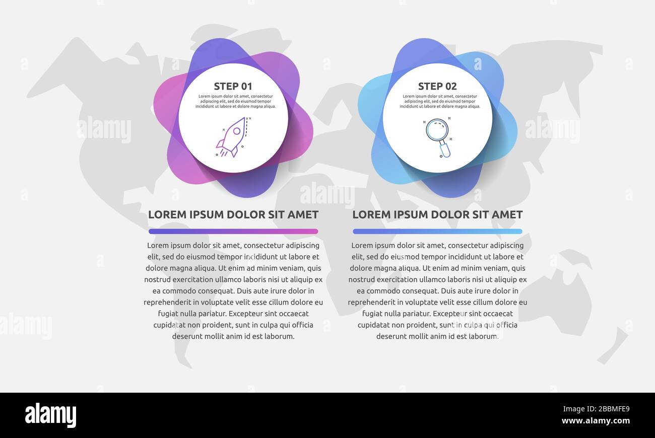 Infographies du cercle du modèle vectoriel. Concept commercial avec 2 options et pièces. Deux étapes pour les diagrammes, l'organigramme, la chronologie. Chemin abstrait étape par Illustration de Vecteur