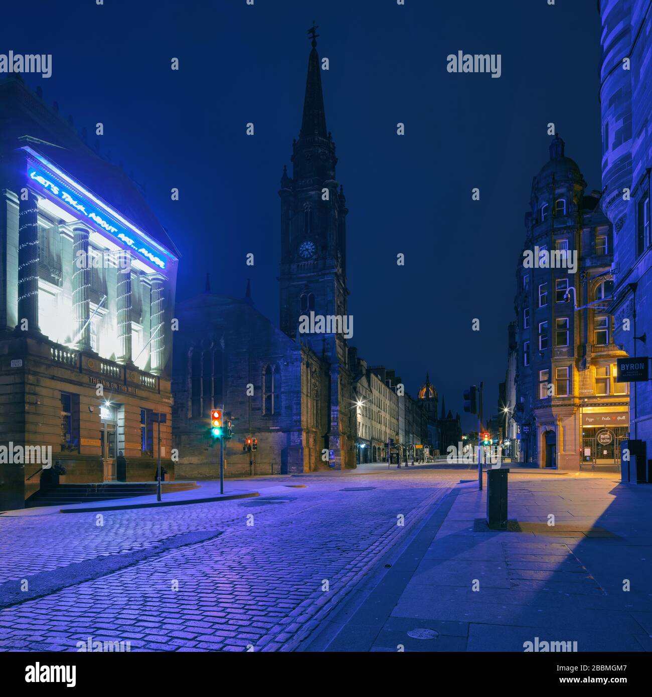 Scène dans la capitale écossaise d'Edimbourg - rues vides pendant l'épidémie de Covid-19. Banque D'Images