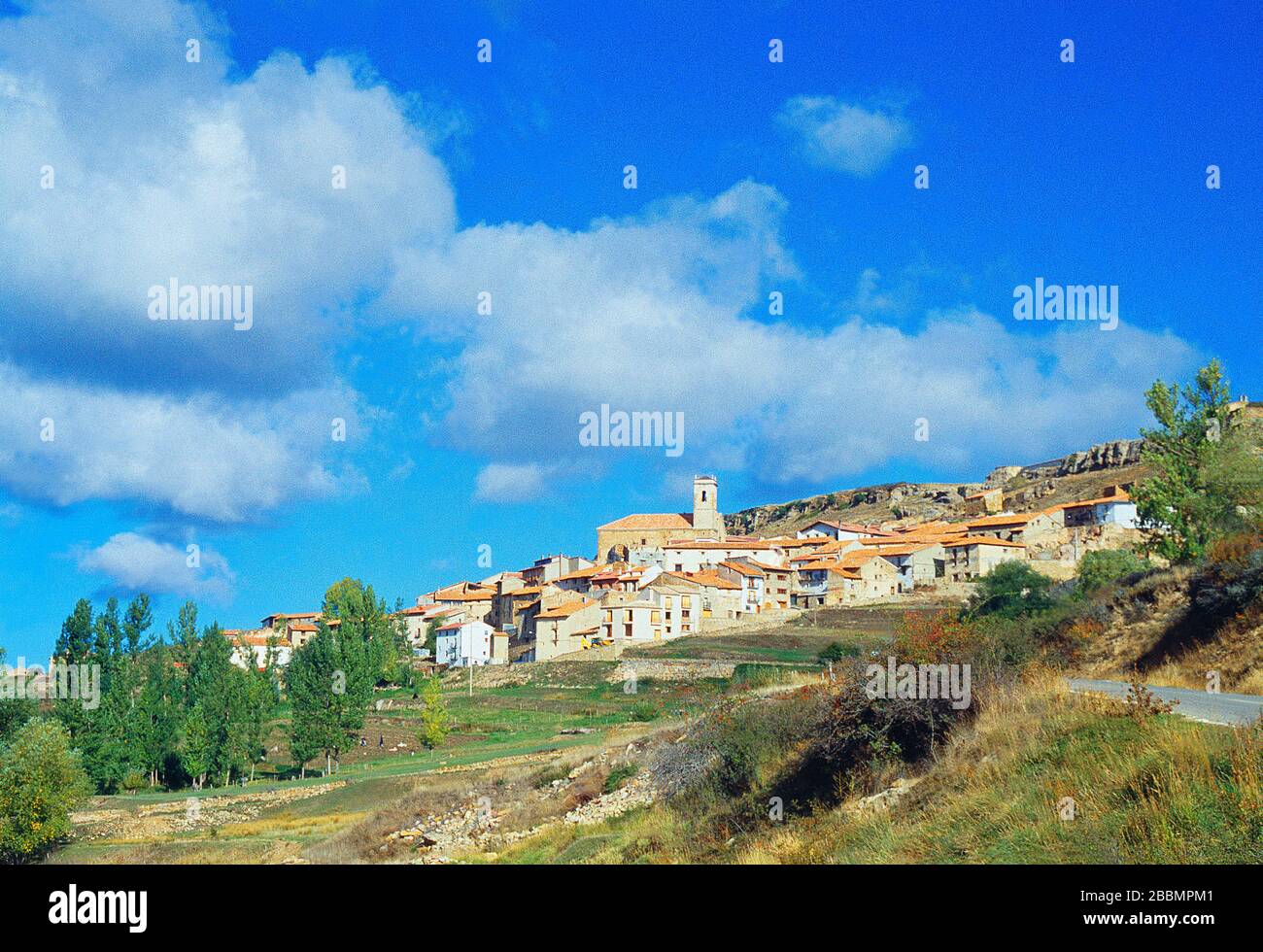 Présentation. Valdelinares, province de Teruel, Aragon, Espagne. Banque D'Images