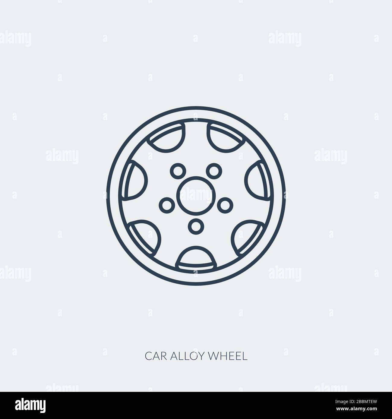 Icône de contour vectoriel de la pièce de voiture - roue en alliage Illustration de Vecteur