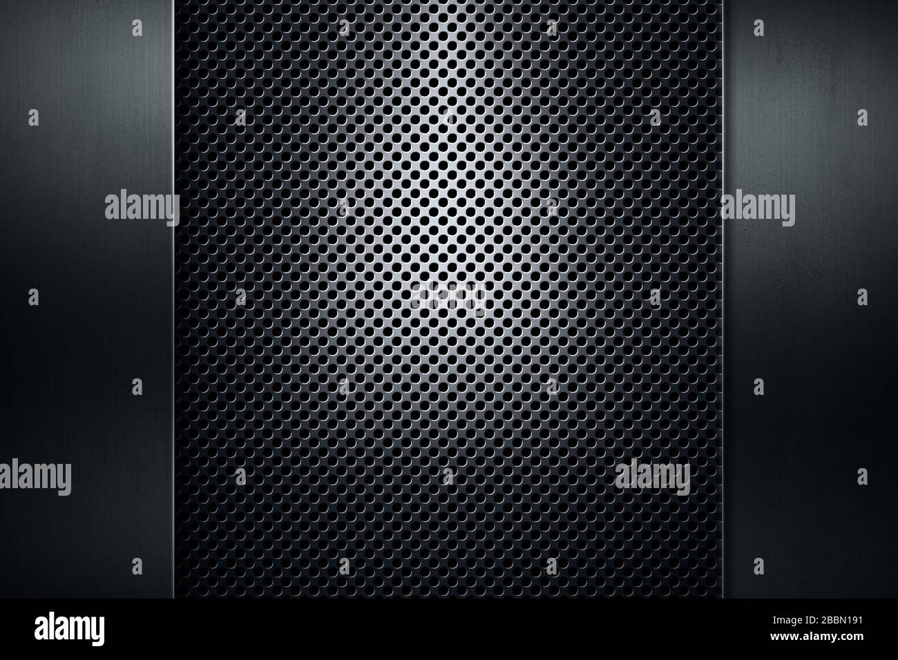 Plaque en métal perforée avec bannière en métal poli Banque D'Images