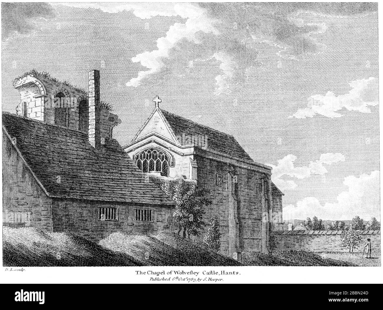 Gravure de la Chapelle du château de Wolvesley, Hants 1783 (ancien palais de l'évêque Winchester) numérisé en haute résolution à partir d'un livre publié vers 1786. Banque D'Images