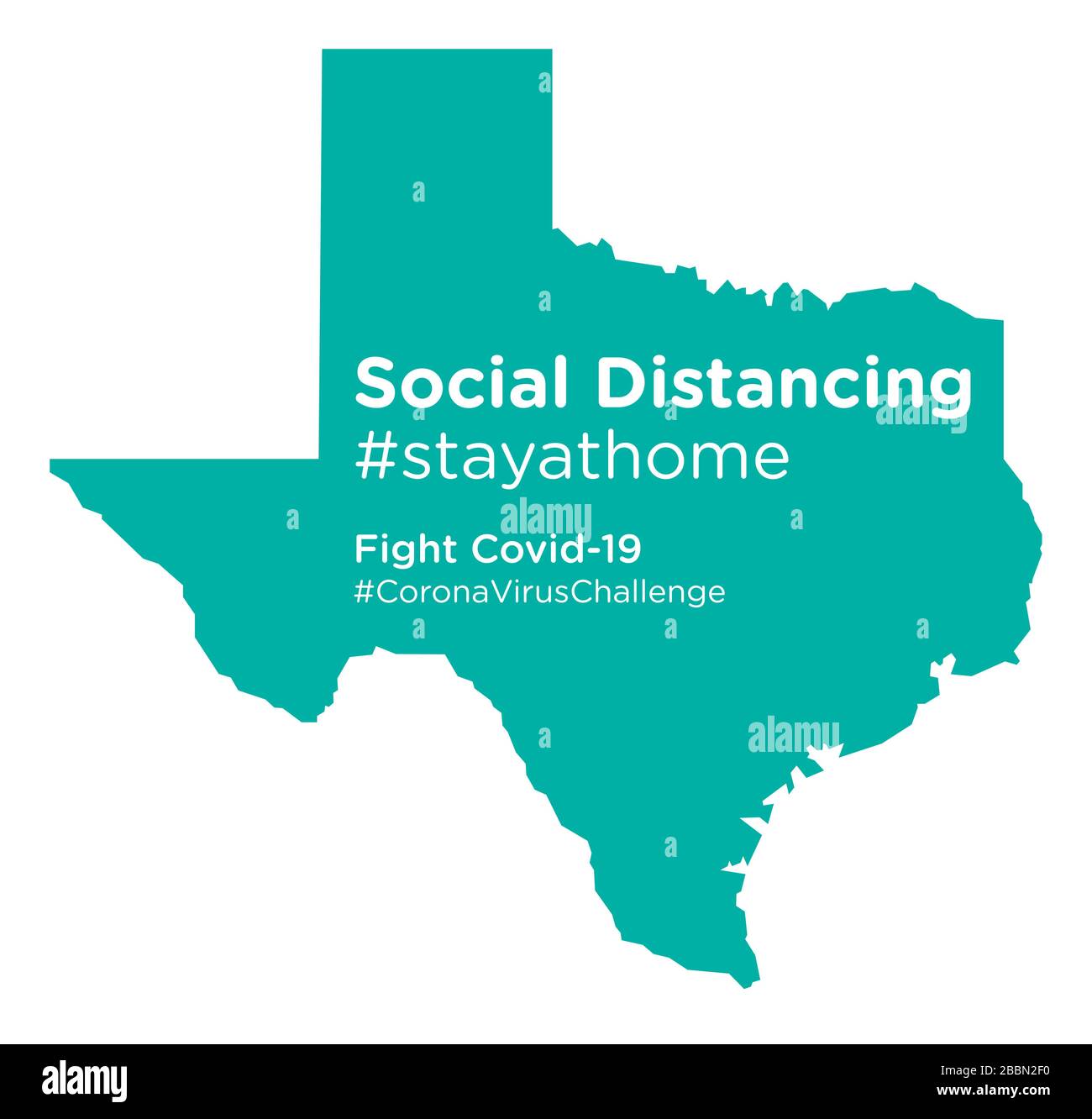 Carte de l'état du Texas avec étiquette de stayathome de distancing social Illustration de Vecteur