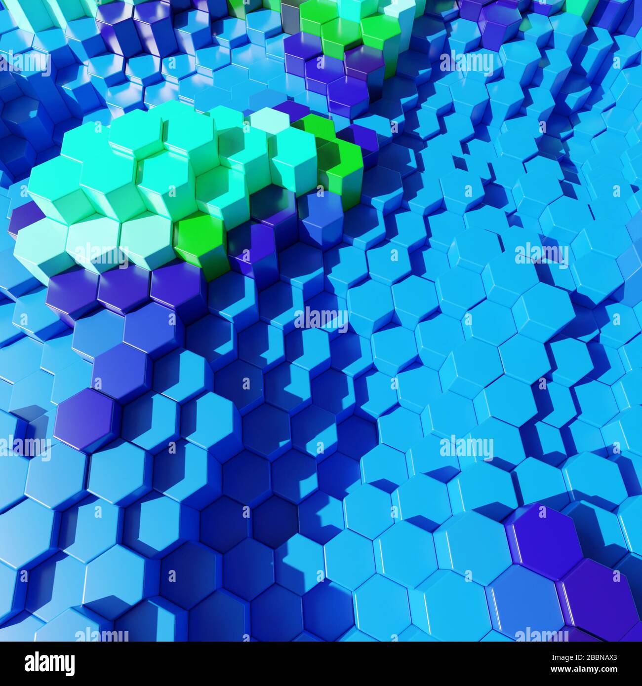 Motif cache plastique abstrait 3 dimensions hexagonal dans des couleurs bleu aquatique, illustration 3 dimensions Banque D'Images