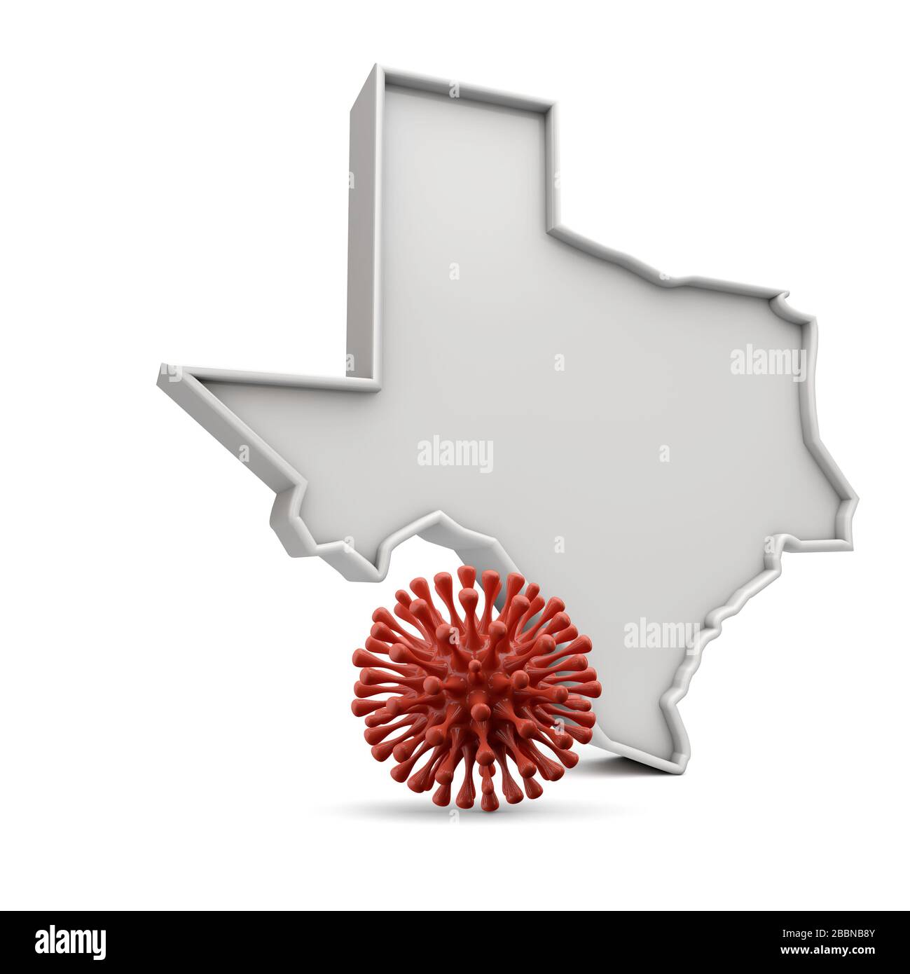 L'état américain du Texas avec le coronavirus mortel. Rendu 3D Banque D'Images