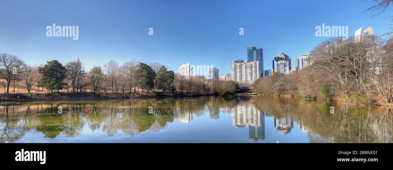 Panorama d'Atlanta, Géorgie et réflexions Banque D'Images
