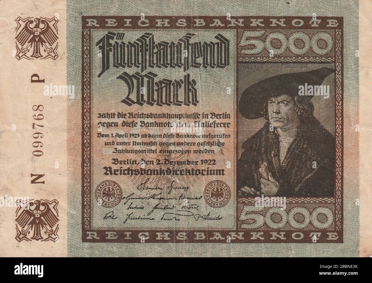 Allemagne Banknote - 5000 Mark - 1922 Banque D'Images