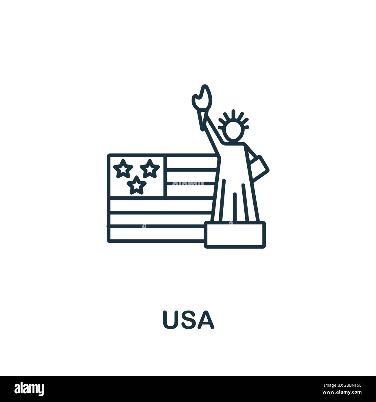 Icône Etats-Unis. Elément de ligne simple symbole Usa pour les modèles, la conception Web et les infographies Banque D'Images