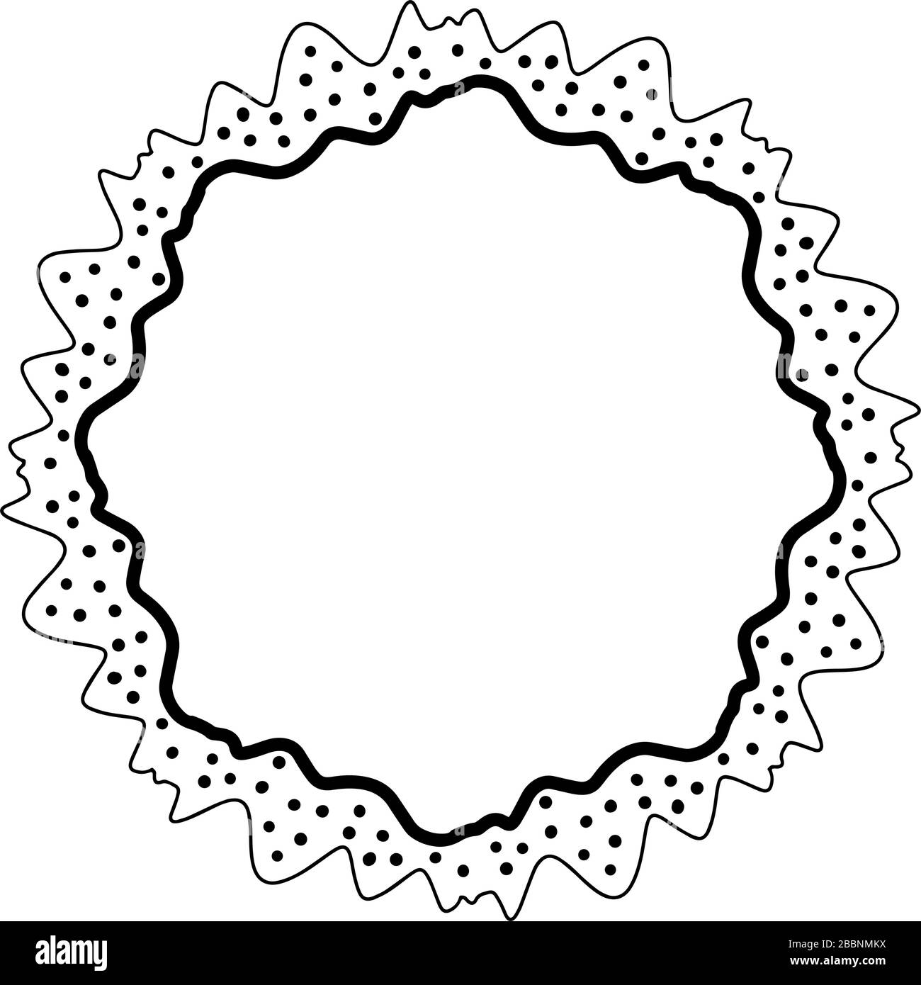 Cadre de gribouille abstrait avec fond de points et lignes ondulées. Isolé sur fond blanc. Illustration de Vecteur
