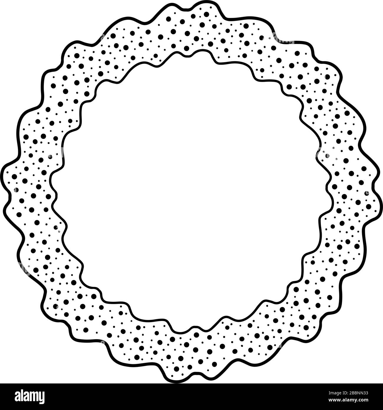 Cadre de gribouille abstrait avec fond de points et lignes ondulées. Isolé sur fond blanc. Illustration de Vecteur