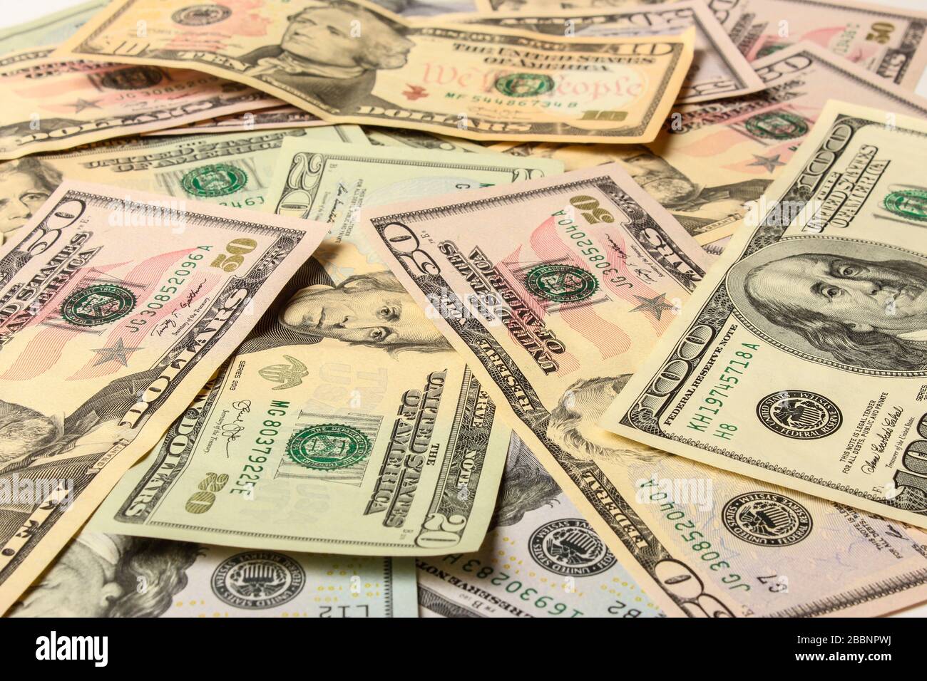 Dollars AMÉRICAINS de différentes dénominations en vrac Banque D'Images